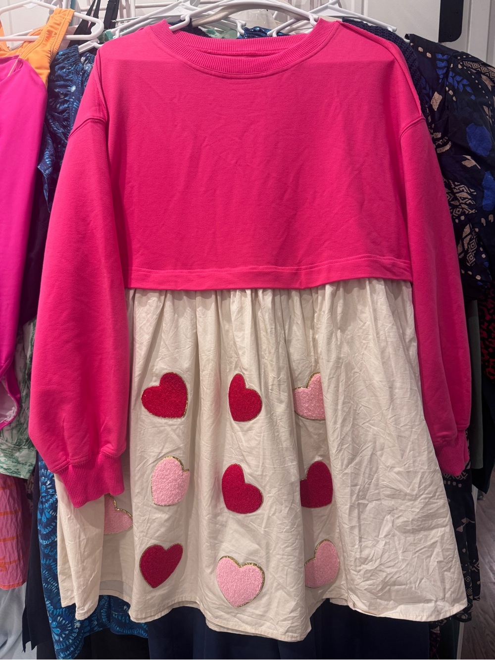 Heart Sweatshirt Poplin Mini Boutique Dress